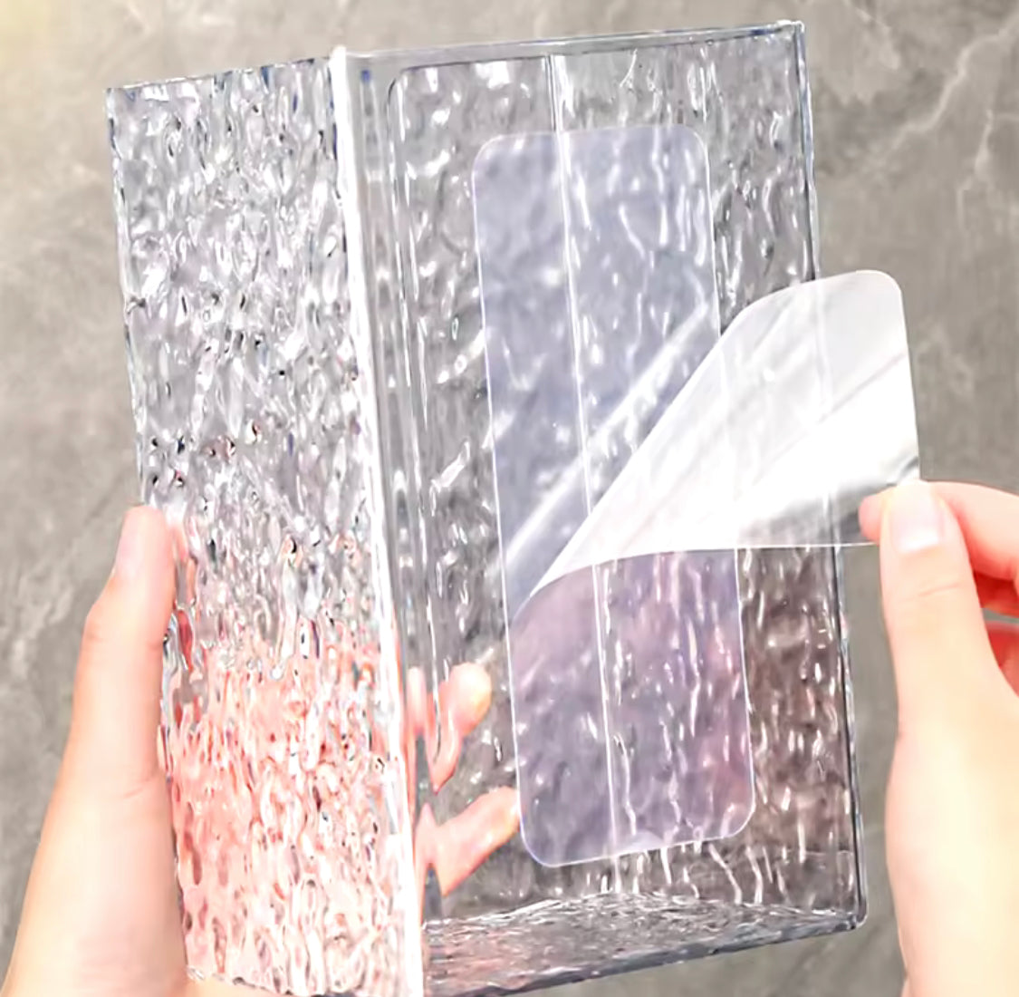 Wall Mounted Transparent Tissue Box, Glacier Pattern Plastic Toilet Paper Case, Napkin Storage Box Wall Mounted Transparent Tissue Box, Glacier Pattern Plastic Toilet Paper Case, Napkin Storage Box